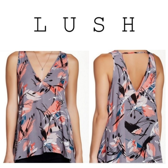 Lush Tops - LUSH Floral Double V Tank